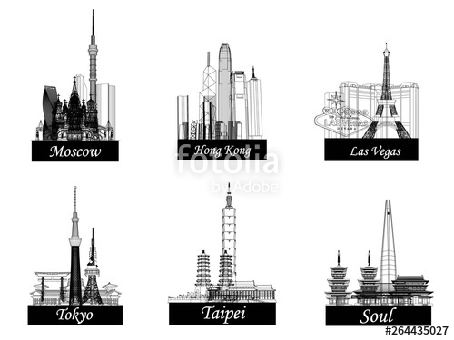 500x375 Vector Landmark, Moscow City, Hong Kong, Las Vegas, Tokyo, Taipei