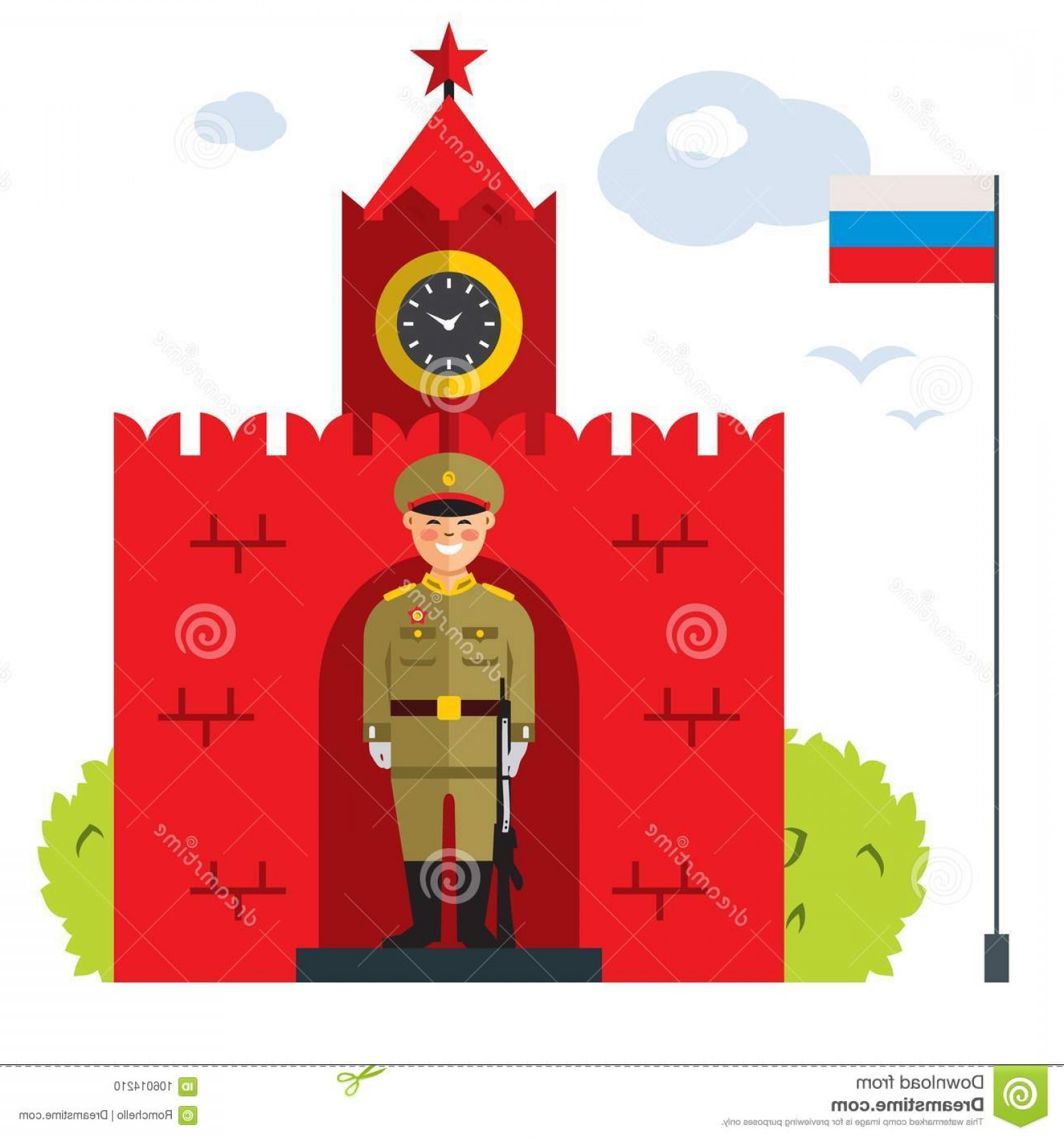 1560x1668 Moscow Vector Flat Style Colorful Cartoon Illustration Guard