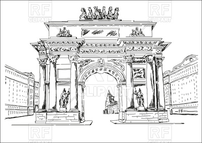 400x283 Triumphal Arch In Moscow Vector Image Of Architecture, Buildings