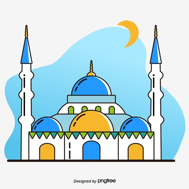 640x640 Blue Vector Cartoon Lovely Wind Elements In Ramadan Mosque