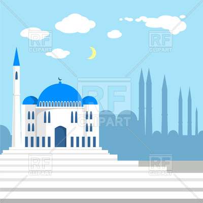 400x400 Mosque On Islamic City Vector Image Of Architecture, Buildings