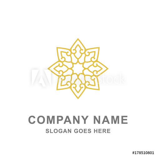 500x500 Geometric Gold Islamic Ornament Mosque Decorative Logo Vector Icon