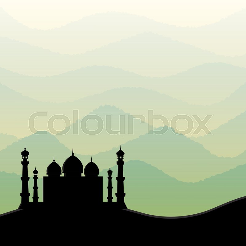 800x800 Background With Mosque Silhouette Stock Vector Colourbox