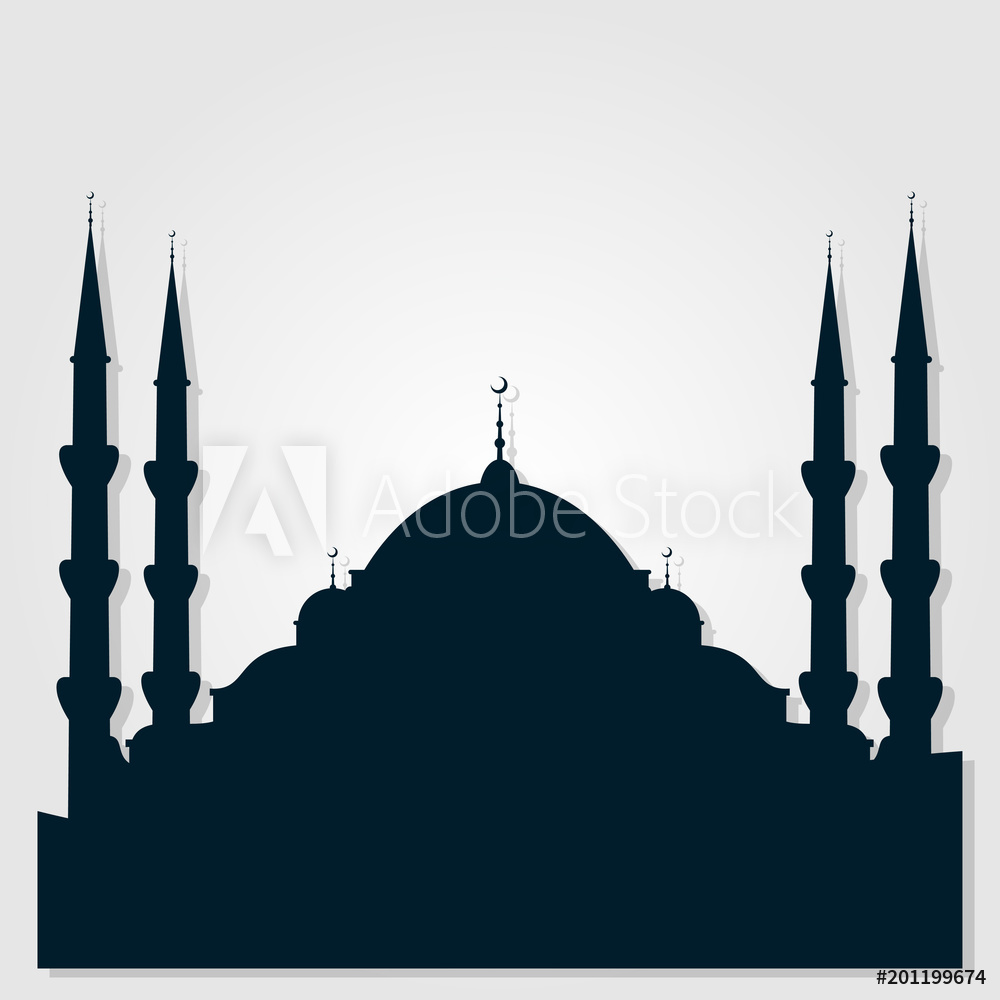 1000x1000 Photo Art Print Mosque Silhouette Vector Illustration