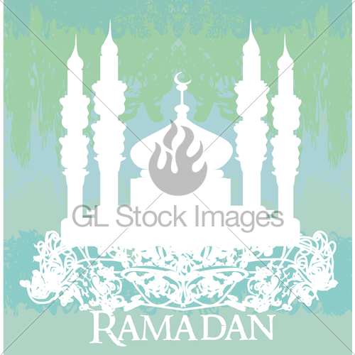 500x500 Ramadan Background Mosque Silhouette Vector Card Gl Stock Images