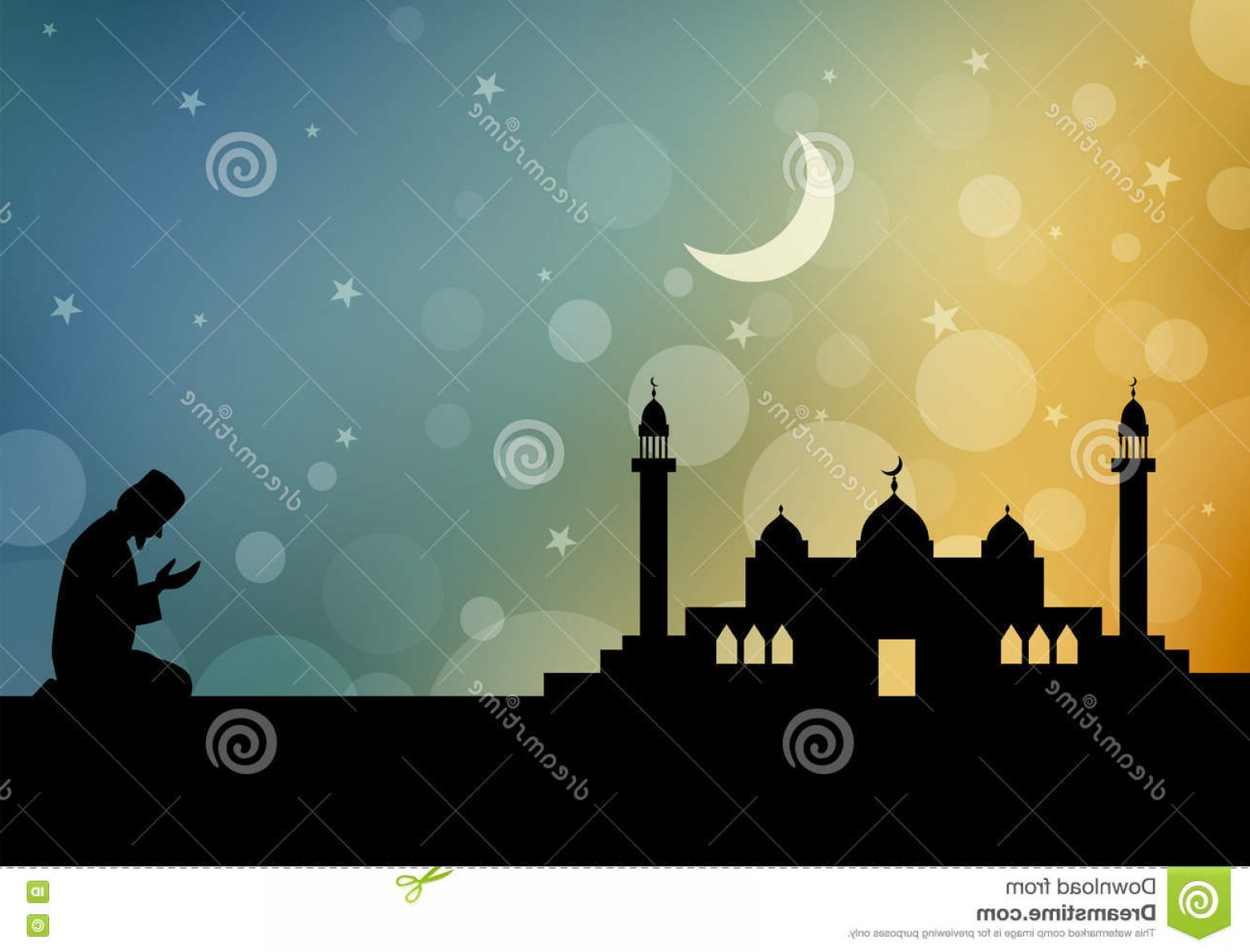 1560x1188 Stock Illustration Silhouette Muslim Man Praying Mosque Background