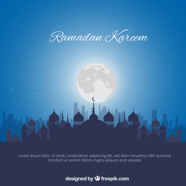 626x626 Blue Background With Mosque Silhouette Free Vector