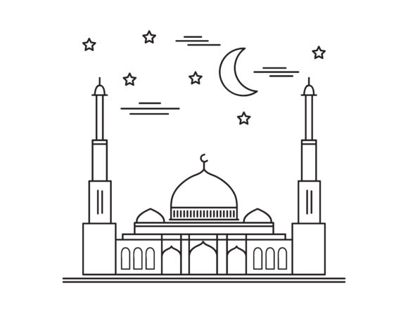 580x446 Outline Mosque Vector Design Graphic