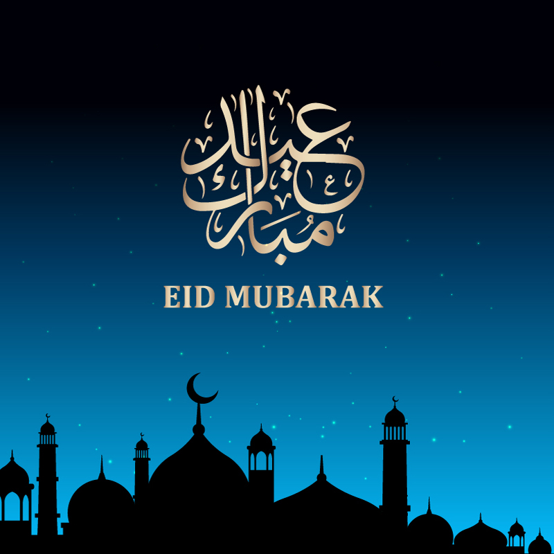 800x800 Eid Mubarak With Mosque Vector Banner Design