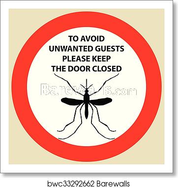 362x382 Sticker With Warning Sign Insect Icon Mosquito Mosquito