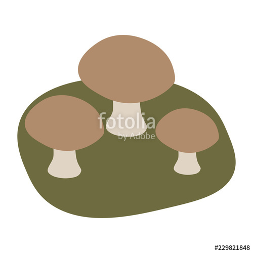 500x500 Cartoon Mushrooms On The Moss Vector Illustration Stock Image