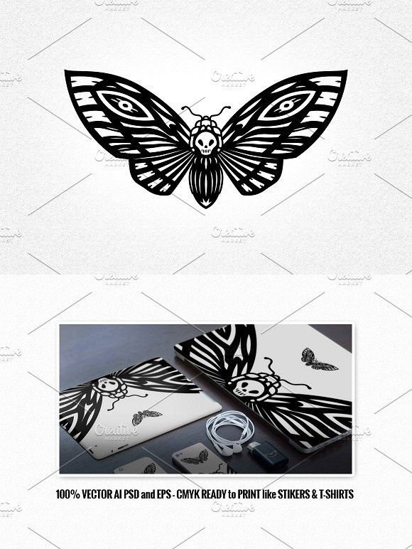 580x772 Moth Vector Illustration Sticker Sticker Graphic Design