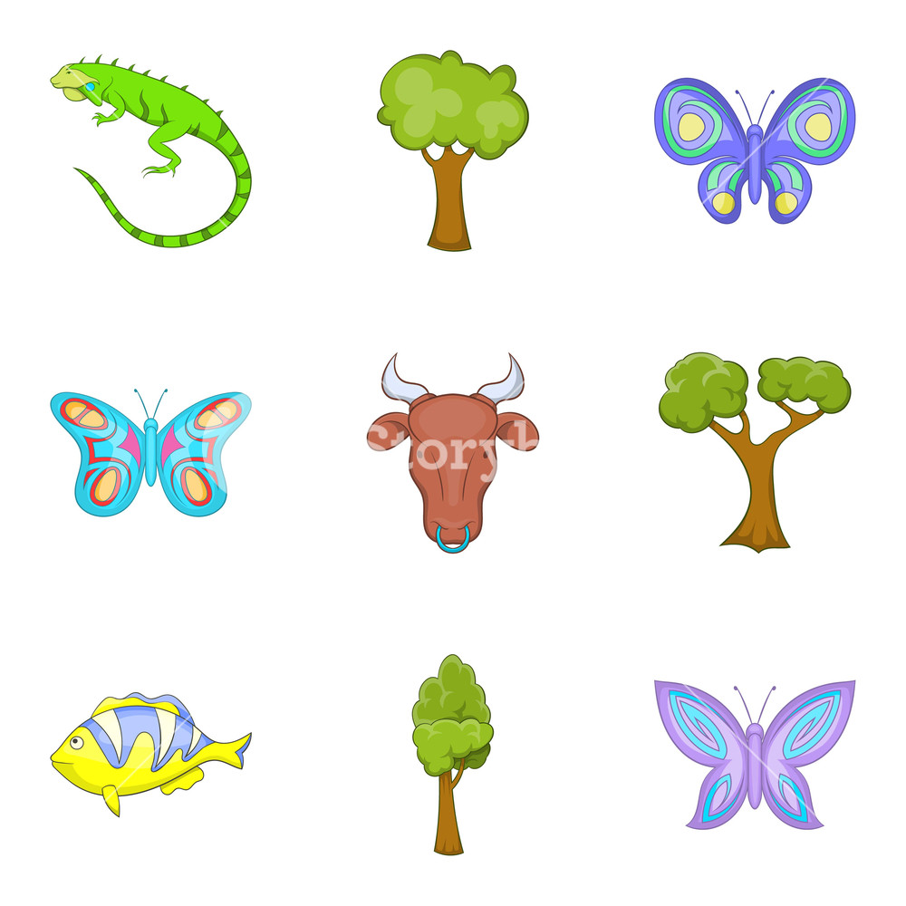 1000x1000 Moth Icons Set Cartoon Set Of Moth Vector Icons For Web
