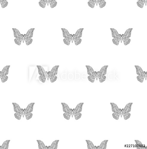 492x500 Stylized Japanese Silk Moth Vector Seamless Pattern