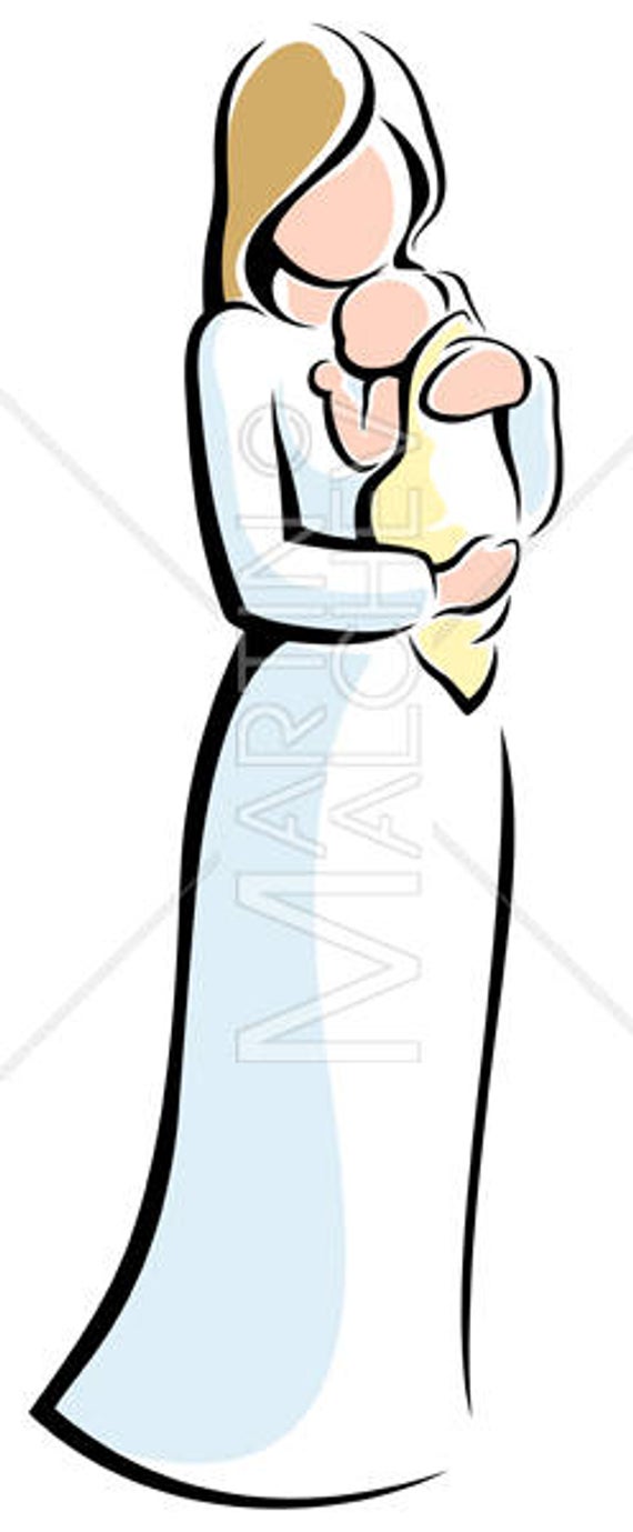 570x1379 Mother And Child Vector Cartoon Clipart Illustration Mom Etsy