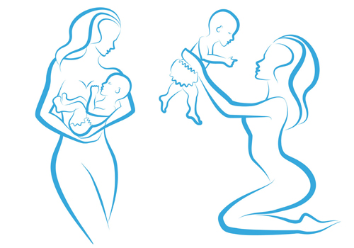 500x350 Mother And Baby Line Silhouette