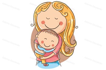 350x233 Happy Cartoon Mother With A Child, Vector Drawing Tpt