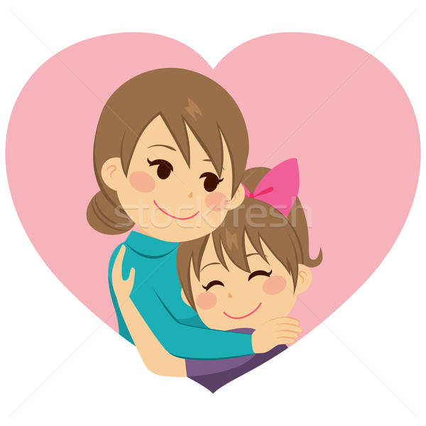 600x600 Mother Hugging Daughter Vector Illustration Kakigori