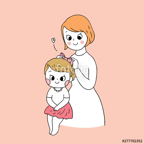 500x500 Cartoon Cute Mother And Daughter Vector Stock Image And Royalty