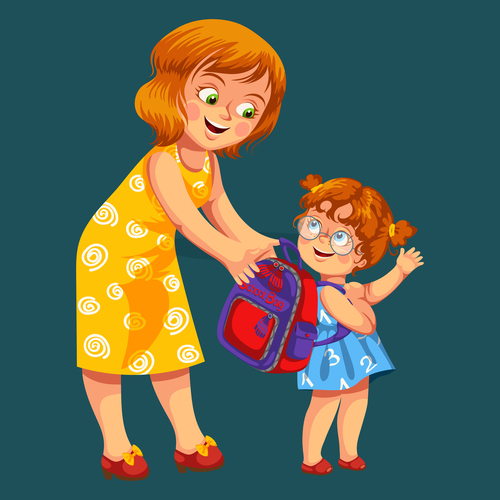 Cute Kid With Mother Vector Illustration Free Download 500x500 Cute Kid With Mother Vector Illustration Free Download