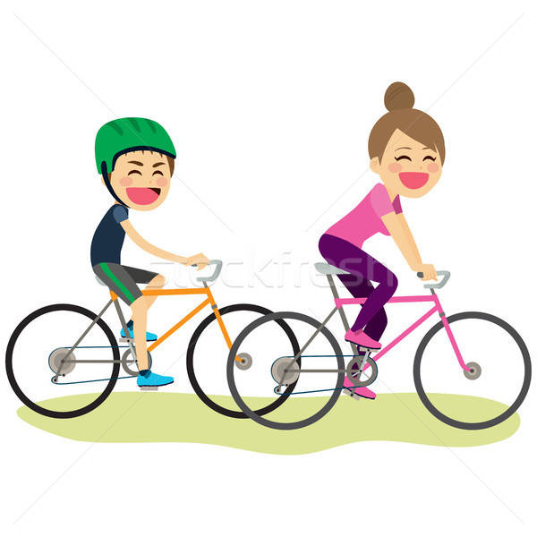 Bicycle Son And Mother Vector Illustration Kakigori 600x600 Bicycle Son And Mother Vector Illustration Kakigori