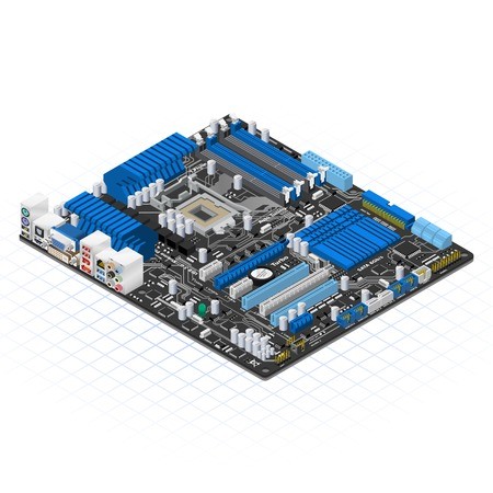 450x450 Isometric Motherboard Vector Illustration Royalty Free Vector
