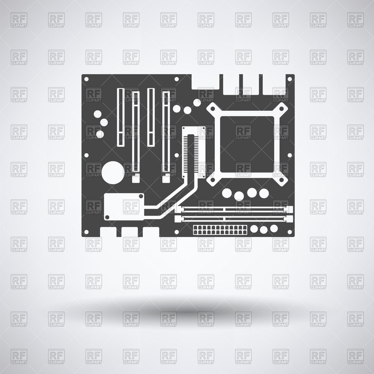 1200x1200 Motherboard Icon On A Gray Background Vector Image Of Silhouettes