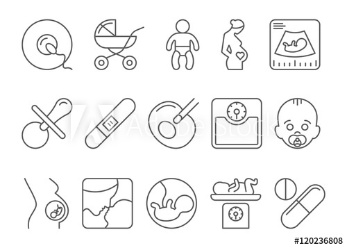 500x357 Medicine, Pregnancy, Motherhood Vector Line Icons