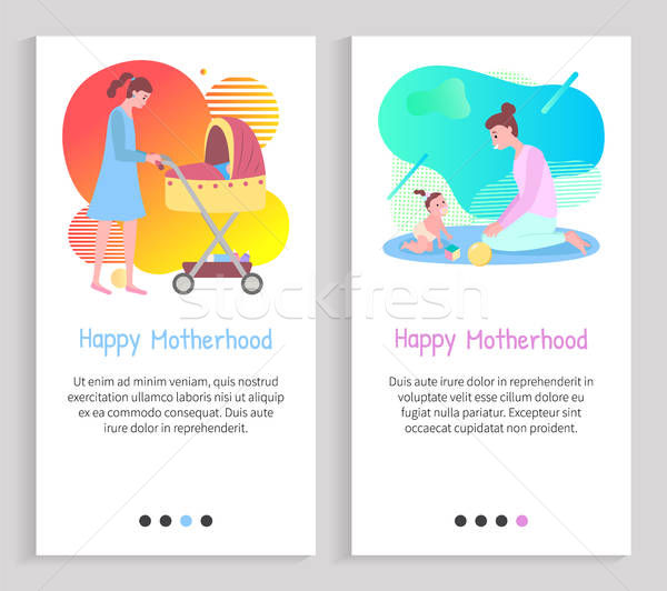 600x532 Motherhood Webpage, Mother Caring, Baby Vector Vector Illustration
