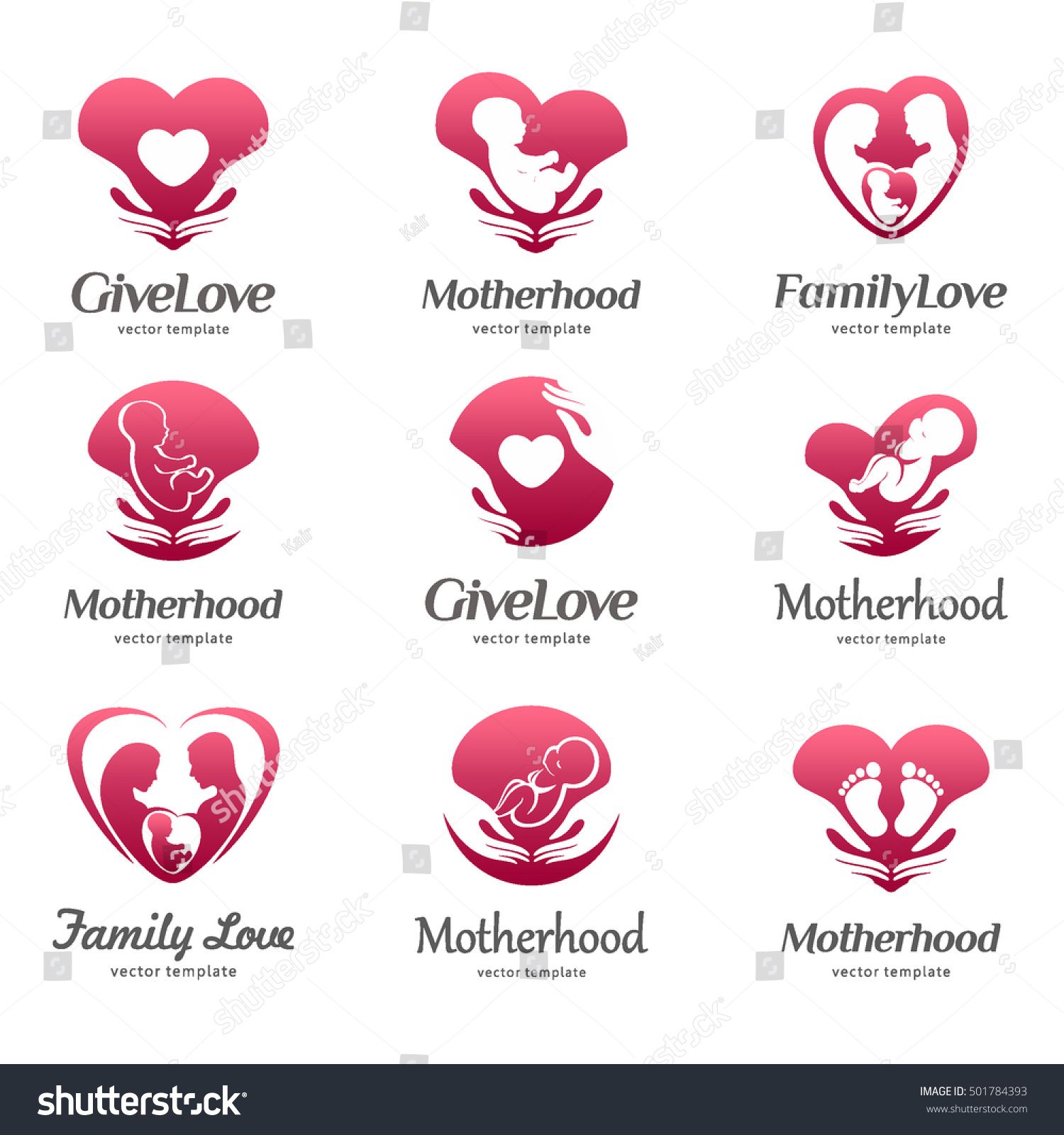 1500x1600 Set Of Logos Of Motherhood, Baby Care, Family Love, Pregnancy