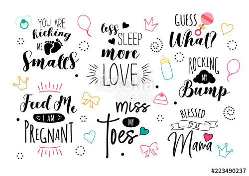 500x354 Vector Pregnancy Lettering Set For Motherhood And Mama Stock