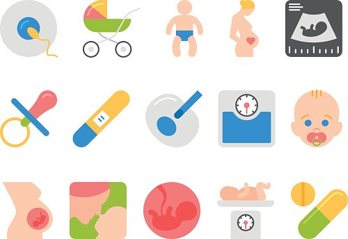 500x344 Medicine, Pregnancy, Motherhood Vector Flat Icons Premium Clipart