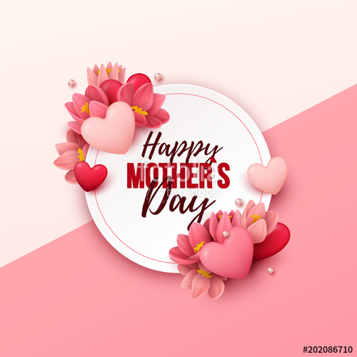 500x500 Happy Mothers Day Background With Flowers And Hearts Vector