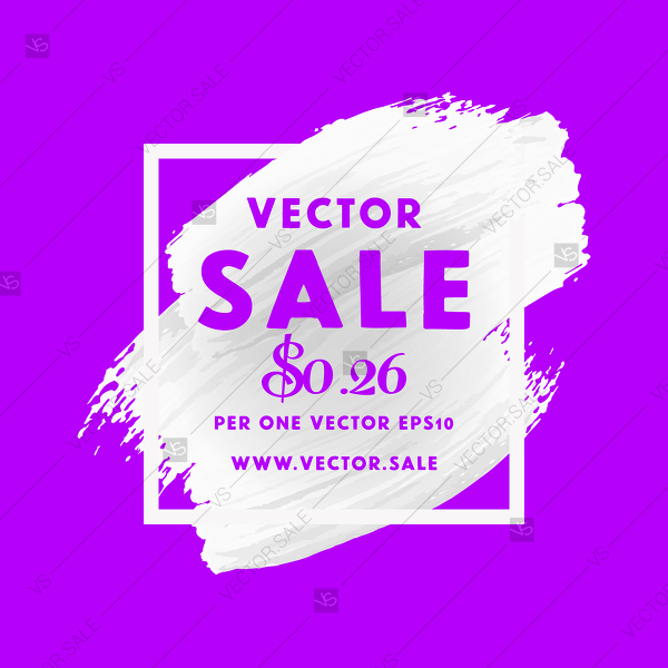 600x600 Vector Sale Banner Poster Ultraviolet Art Brush Acrylic Stroke