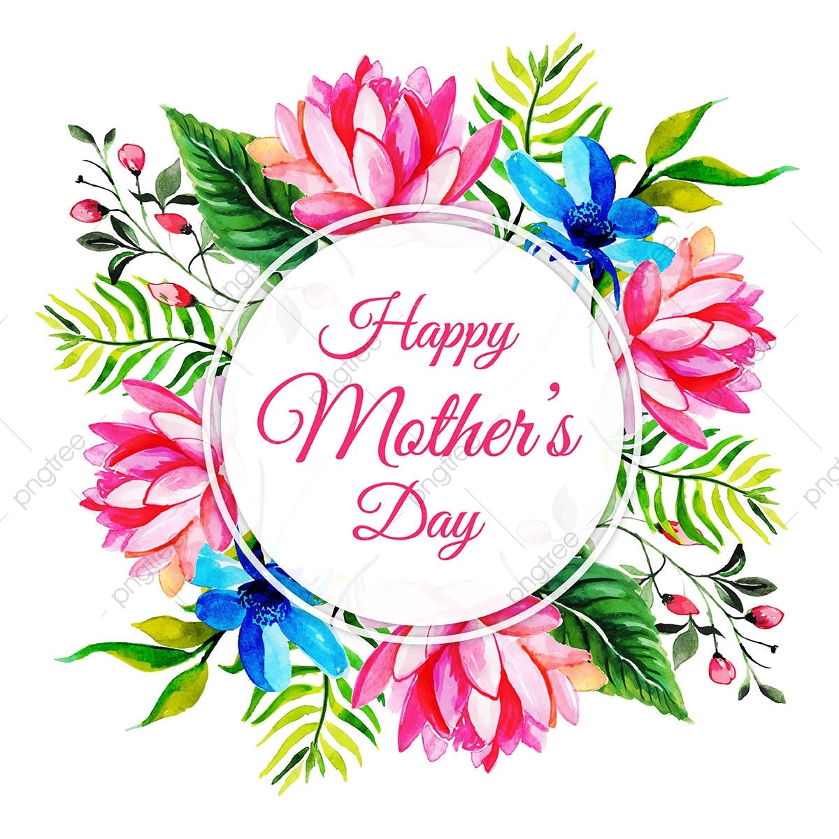 1200x1200 Watercolor Happy Mothers Day Floral Frame Background, Floral