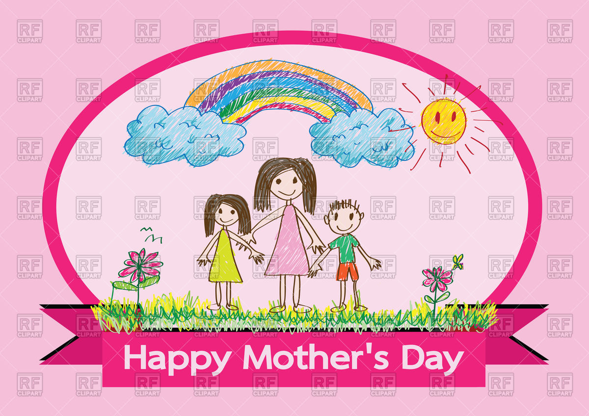 1200x848 Happy Mother's Day Card With Family Vector Image Of Signs, Symbols
