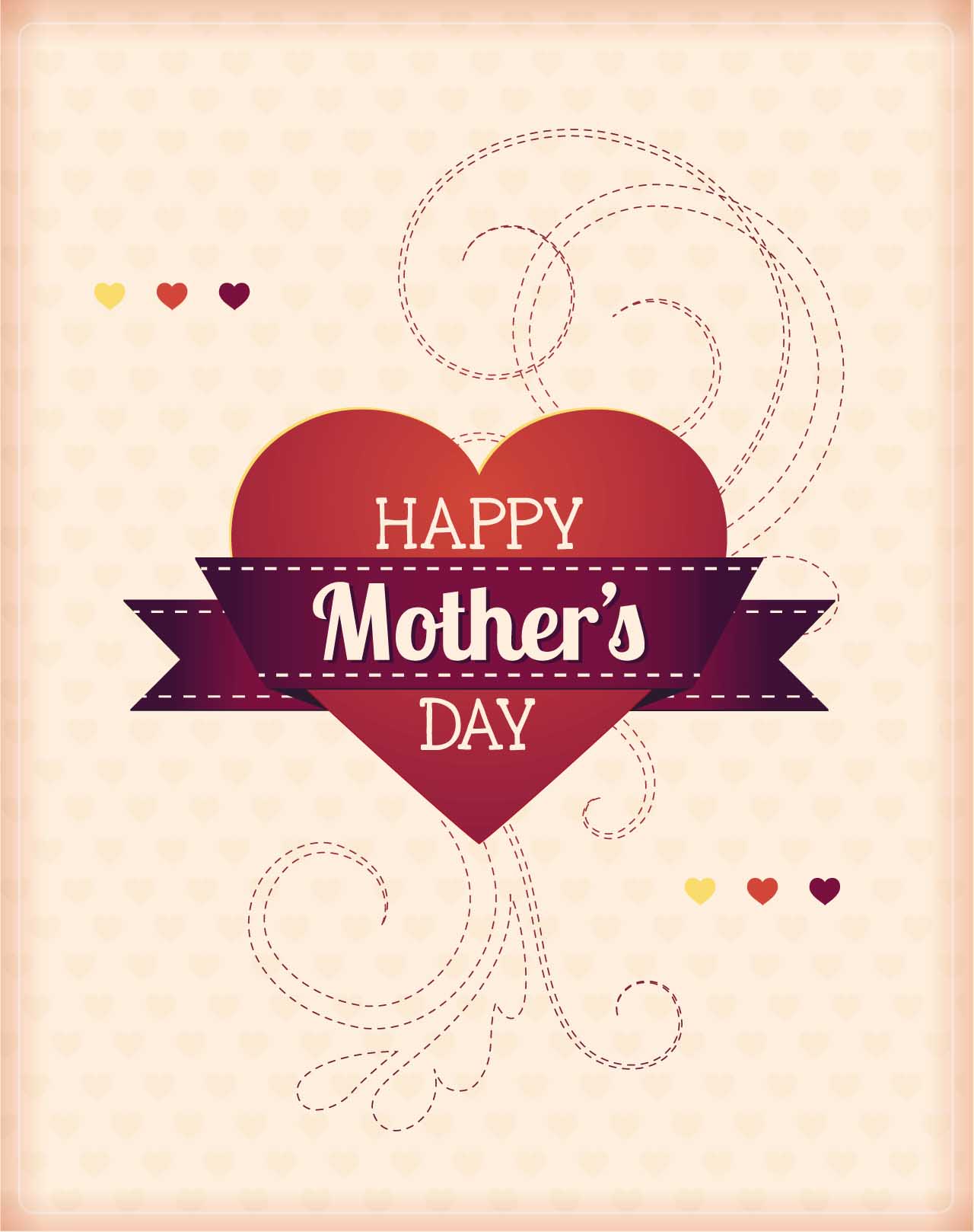 1280x1618 Mother's Day With Hearts Card Vector Free Download