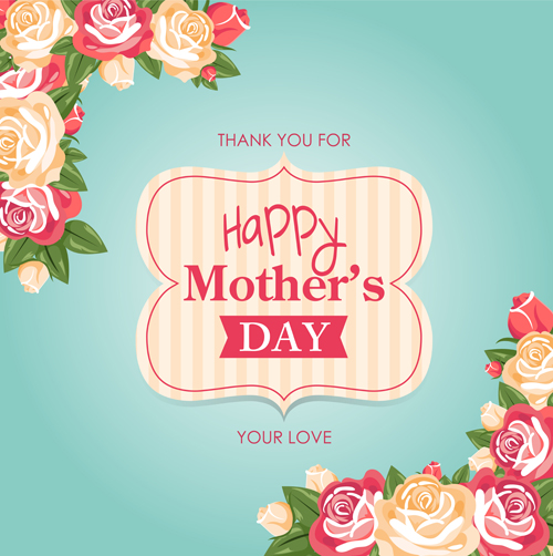 500x502 Vintage Mothers Day Card With Flower Vector Free Download