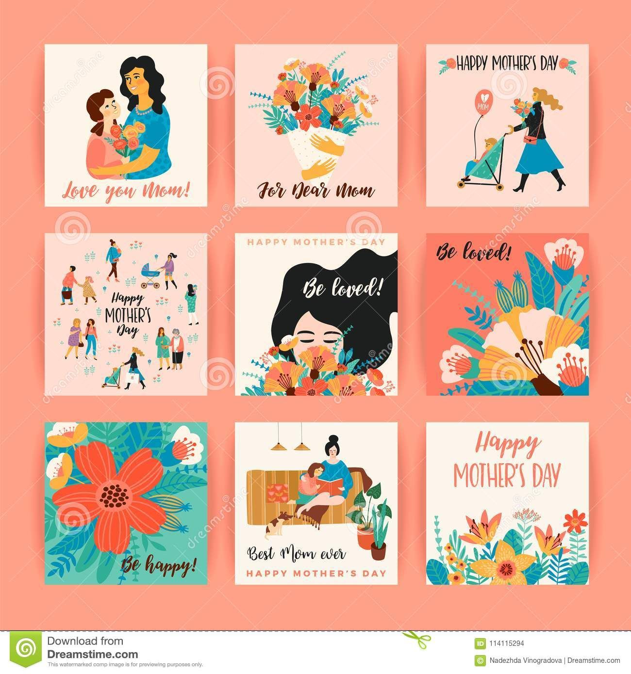 Happy Mothers Day Vector Templates For Card, Poster, Banner 1300x1390 Happy Mothers Day Vector Templates For Card, Poster, Banner