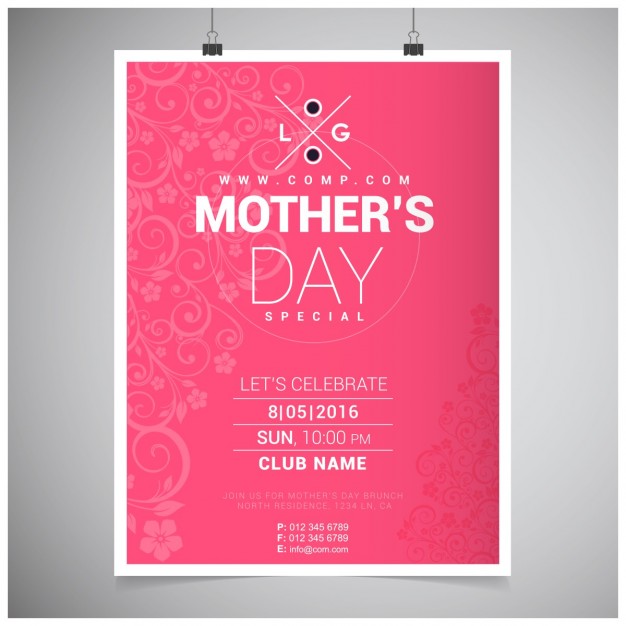Ornamental Pink Mothers Day Poster Vector Free Download 626x626 Ornamental Pink Mothers Day Poster Vector Free Download