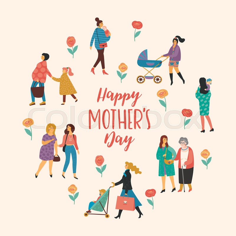800x800 Happy Mothers Day Vector Illustration Stock Vector Colourbox