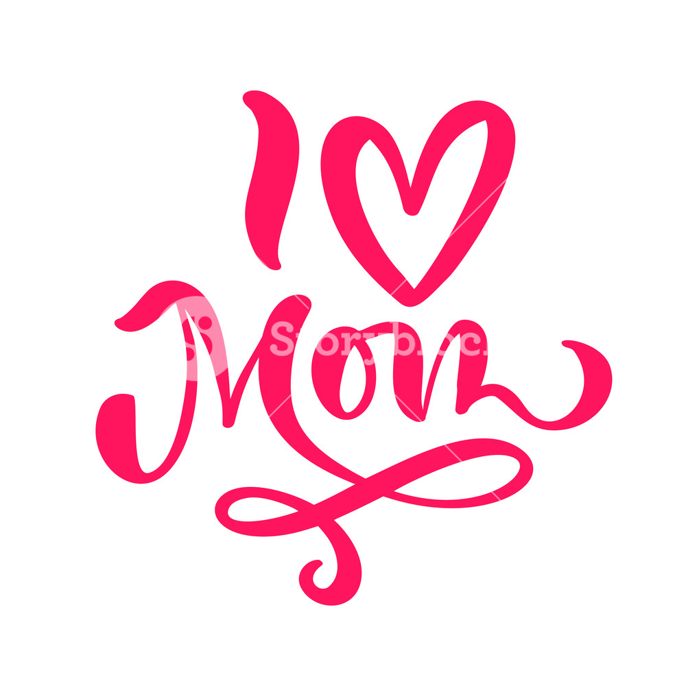 1000x1000 I Love Mom Hand Drawn Mother's Day Vector Icon Heart Ink