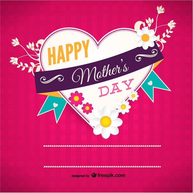 626x626 Heart Shaped Mother's Day Card Vector Free Download