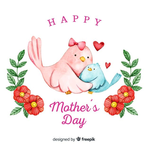 626x626 Watercolor Birds Mother's Day Background Free Vector My Freepik