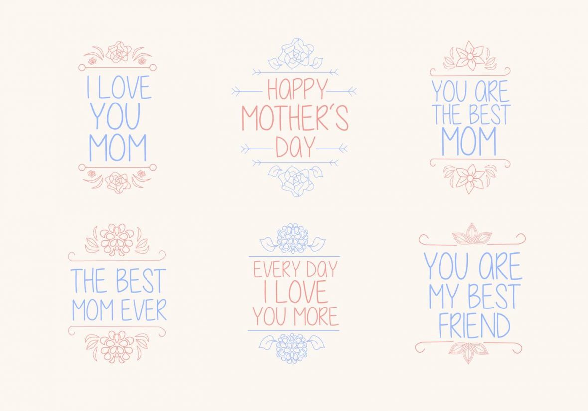 1180x826 Free Hand Drawn Mother's Day Vector Graphics