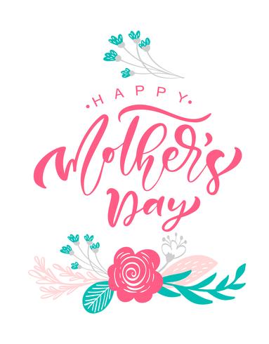 383x490 Greeting Card Happy Mothers Day Vector Lettering Calligraphy Text