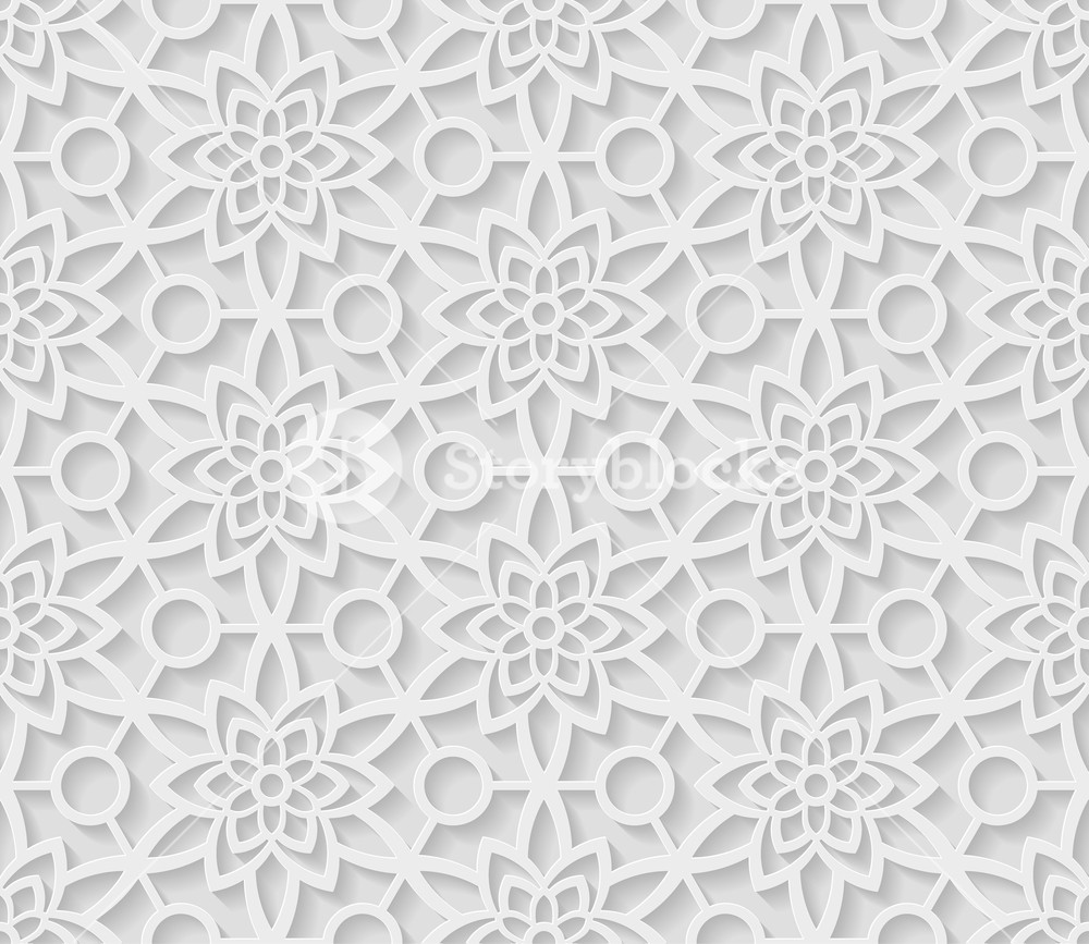 1000x867 Seamless Arabic Geometric Pattern, White Background, Indian