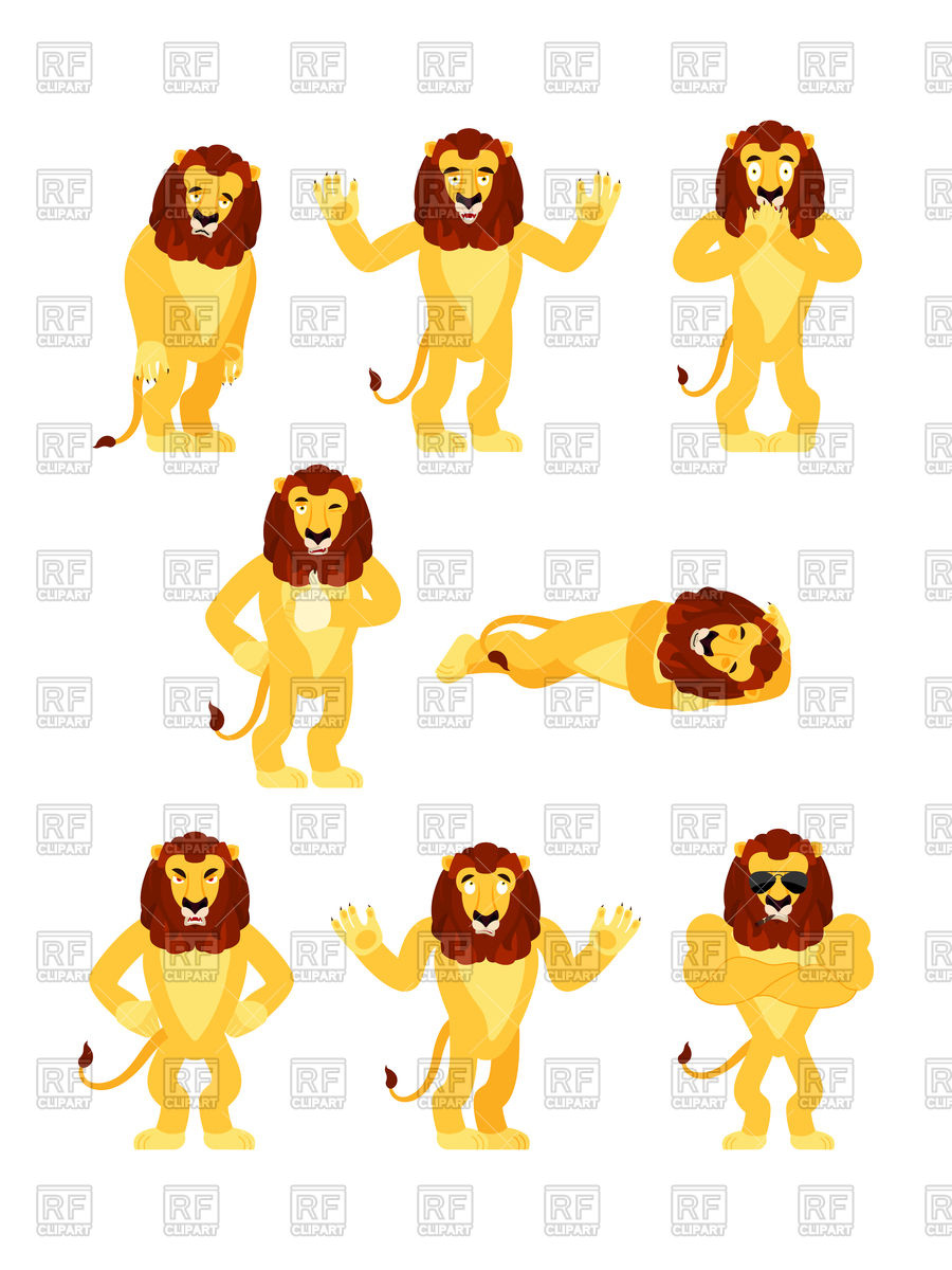 900x1200 Lion Set Poses And Motion Vector Image Of Plants And Animals