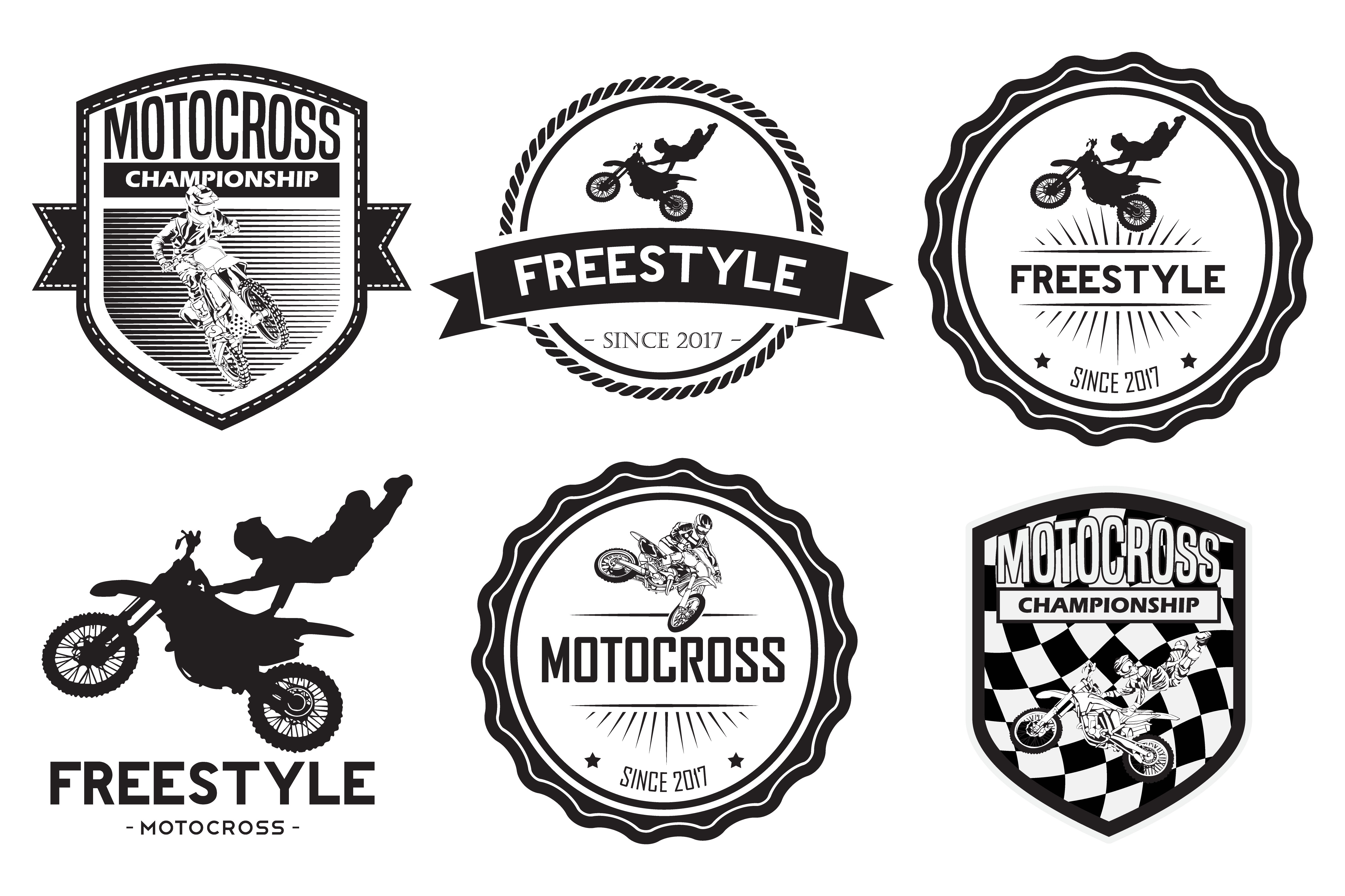 5000x3333 Set Of Motocross Badge Logo Vector