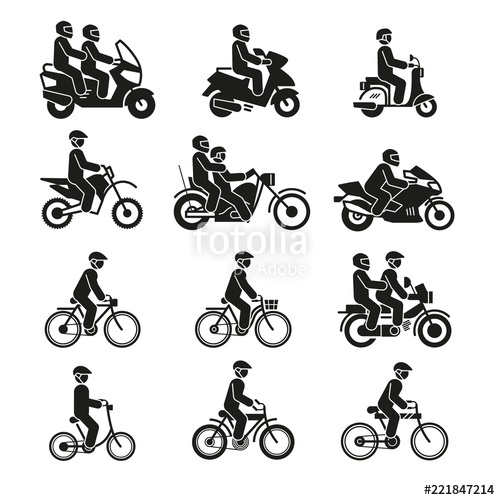 500x500 Motorcycles And Bicycles Icons Moto Vehicles With Persons Biker